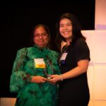 Shaila Jamal receives the 2023 Women of Distinction Award from Award Sponsor, MNP
